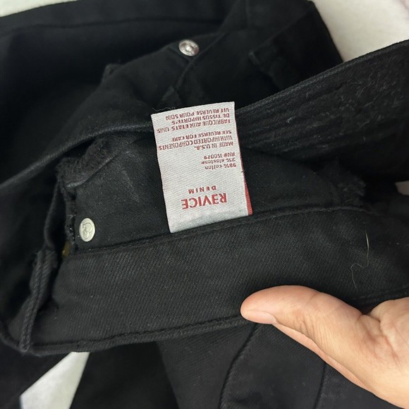 REVICE Denim Avalon Flare Jeans Size 23 High Rise Cut Out Raw Hem Black - Picture 13 of 15